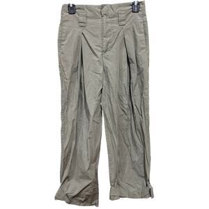 Know One Cares Pants Women Size M Green Cropped 100% Cotton FLAW